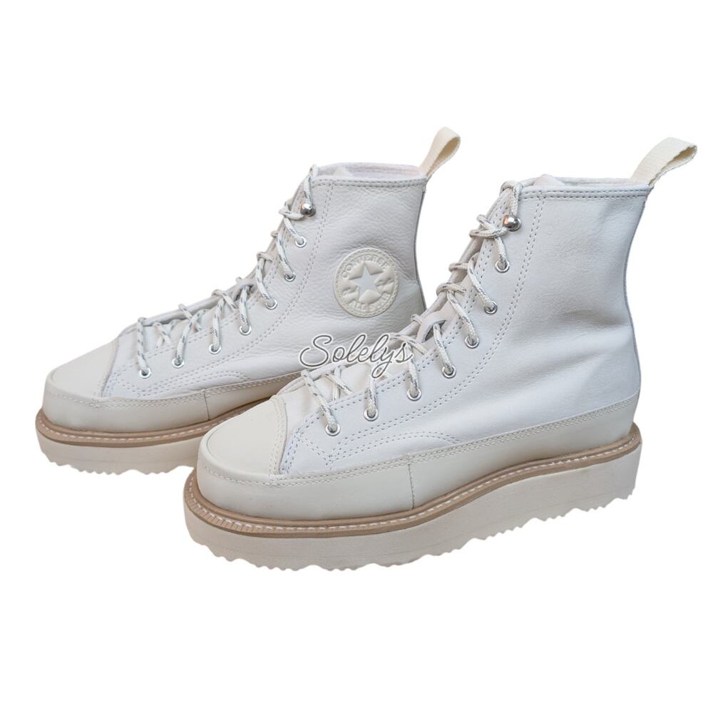 Converse Chuck Taylor Crafted Leather Boot Egret Natural Ivory Womens 7.5 NEW - Picture 4 of 10
